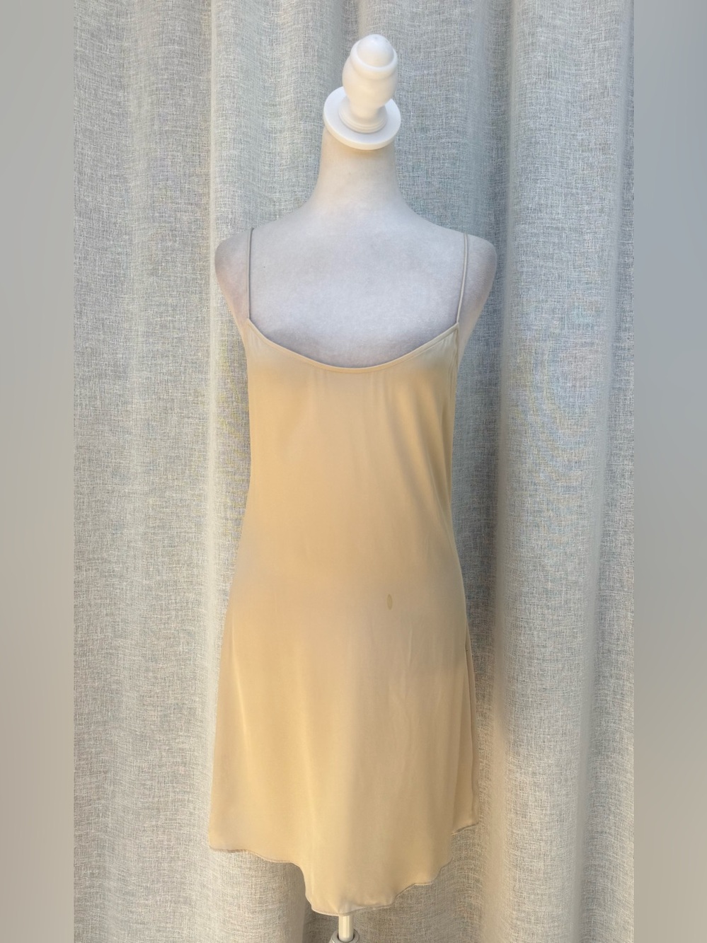 Diane Von Furstenberg cream tan silk mini slip dress